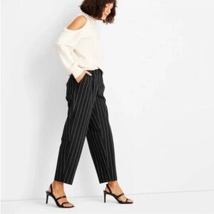 NWOT Future Collective Black Pinstripe Midrise Trousers Size 2